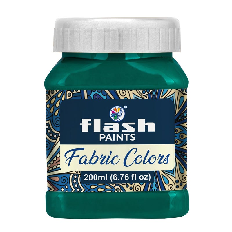 Flash Fabric Color Paint | Green | 200 ml, 7 fl oz Each | High Pigment Strength | Non Fading | Indoor/Outdoor | Non Toxic | Multi-Surface Paint | Made In India - Image 1