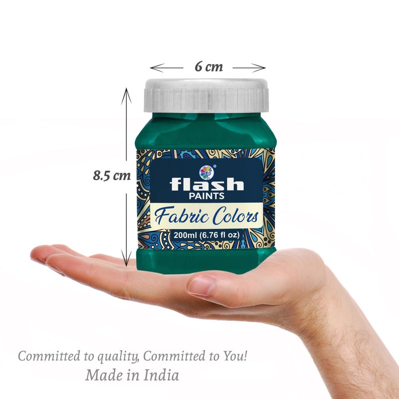 Flash Fabric Color Paint | Green | 200 ml, 7 fl oz Each | High Pigment Strength | Non Fading | Indoor/Outdoor | Non Toxic | Multi-Surface Paint | Made In India - Image 2