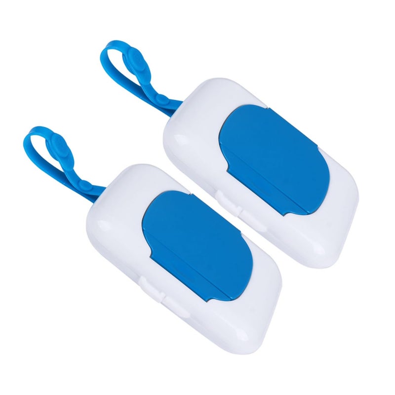 Blue Wet Wipes Case Dispenser 2 Pack Portable Travel Tissue Holder for Bathroom - Image 2
