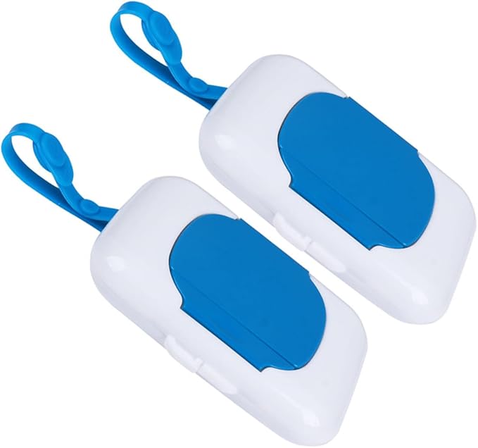 Blue Wet Wipes Case Dispenser 2 Pack Portable Travel Tissue Holder for Bathroom - Image 1