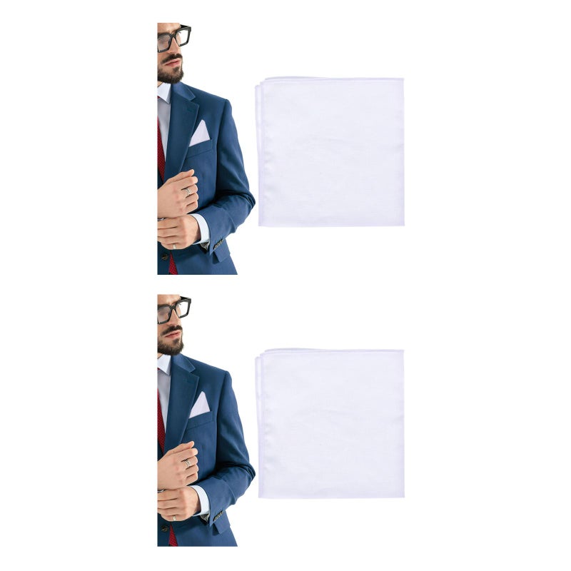 2 pcs Simple Mens Handkerchief Cotton Sweat-absorbent Hankies Hand - Image 1