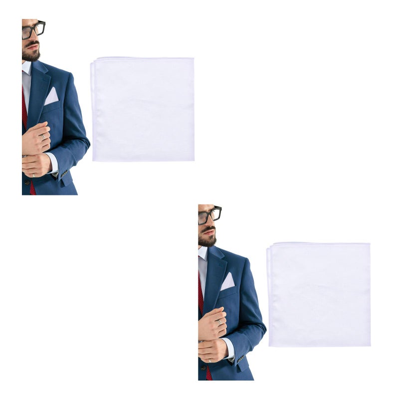 2 pcs Simple Mens Handkerchief Cotton Sweat-absorbent Hankies Hand - Image 3