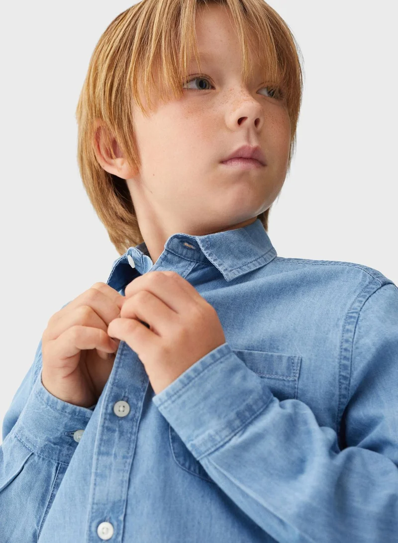 مانجو Kids Light Wash Denim Shirt