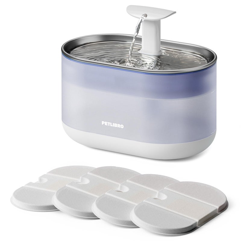 PETLIBRO Cat Water Fountain Stainless Steel,Ultra Quiet,71fl oz/2.1L Automatic Cat Fountain,Two Flow Modes,BPA-Free Capsule Metal Healthy Pet Water Fountain for Cats Inside with 4 Large Filters - Image 1