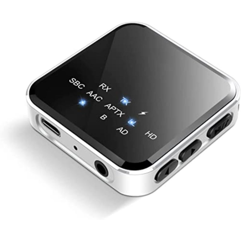 مستقبل إرسال بلوتوث 5.2 للتلفزيون إلى سماعات الرأس/مكبرات الصوت اللاسلكية، APTX Adaptive/HD/Low Latency Wireless 3.5mm AUX محول الصوت للكمبيوتر الشخصي، السيارة، صالة الألعاب الرياضية، نظام ستيريو منزلي، وقت تشغيل 15 ساعة، وصلة مزدوجة - Image 1