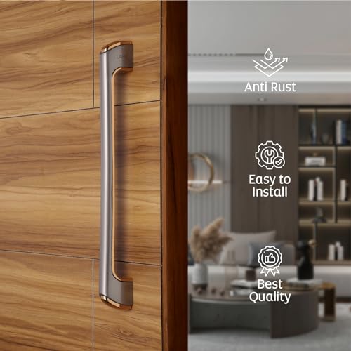 LAPO Pull Handle for Main Door | 14 Inch Pull Push Bar for Office| Ideal for Home Hotel Office Entrance| Rose Gold Finish | Well Suited for Wooden & Glass Doors| Fits 30–100mm Door| 3 Year Warranty - Image 2