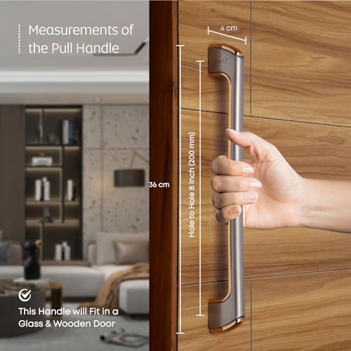 LAPO Pull Handle for Main Door | 14 Inch Pull Push Bar for Office| Ideal for Home Hotel Office Entrance| Rose Gold Finish | Well Suited for Wooden & Glass Doors| Fits 30–100mm Door| 3 Year Warranty - Image 4