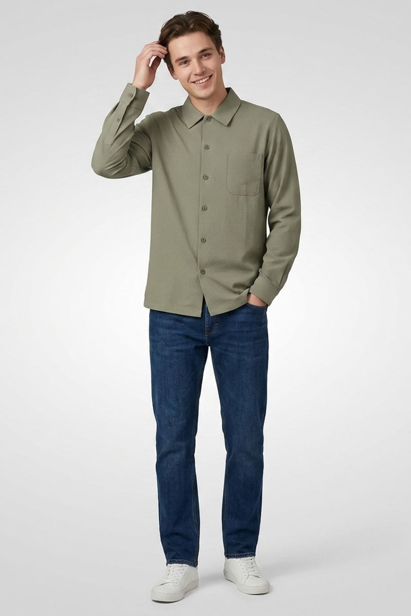 Aeropostale قميص رجالي عادي بقصة مريحة بأكمام طويلة، أخضر - Image 2