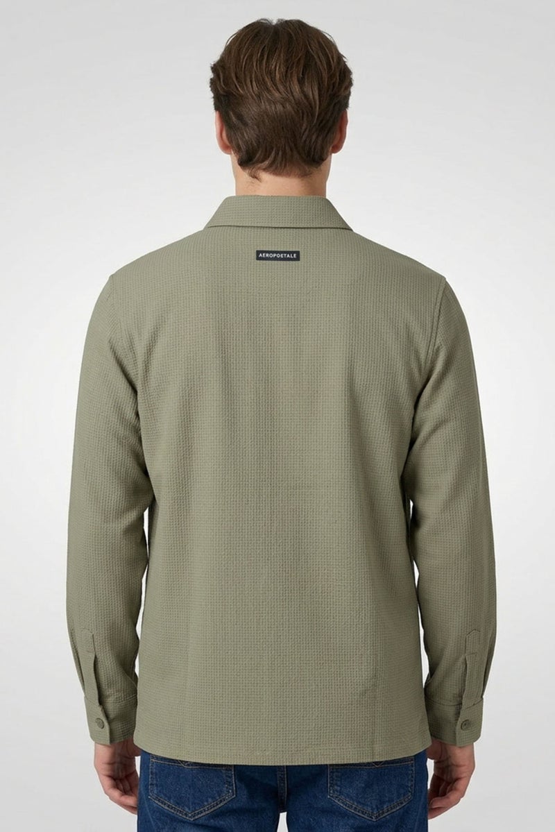 Aeropostale قميص رجالي عادي بقصة مريحة بأكمام طويلة، أخضر - Image 5