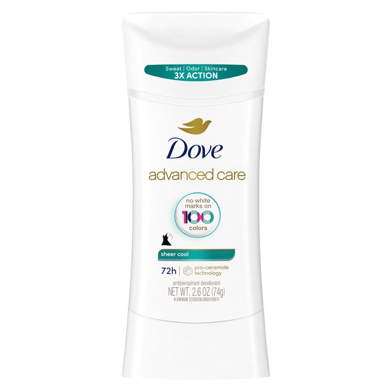 Dove Advanced Care Antiperspirant Deodorant Stick Sheer Cool for Soft, Resilient Skin, with 72-Hour Sweat & Odor Protection, 2.6 oz - Image 1