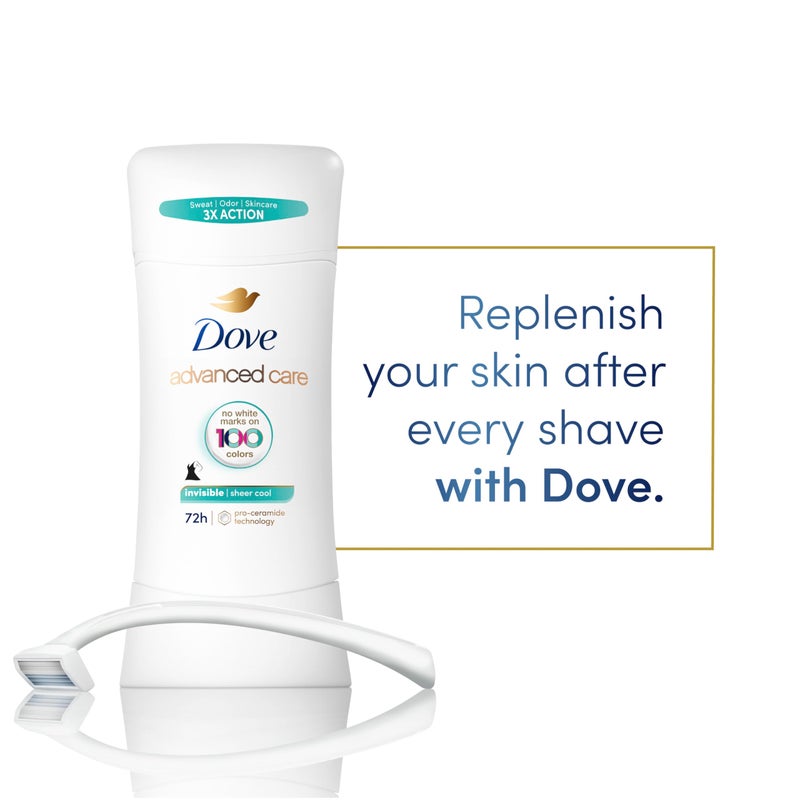 Dove Advanced Care Antiperspirant Deodorant Stick Sheer Cool for Soft, Resilient Skin, with 72-Hour Sweat & Odor Protection, 2.6 oz - Image 3
