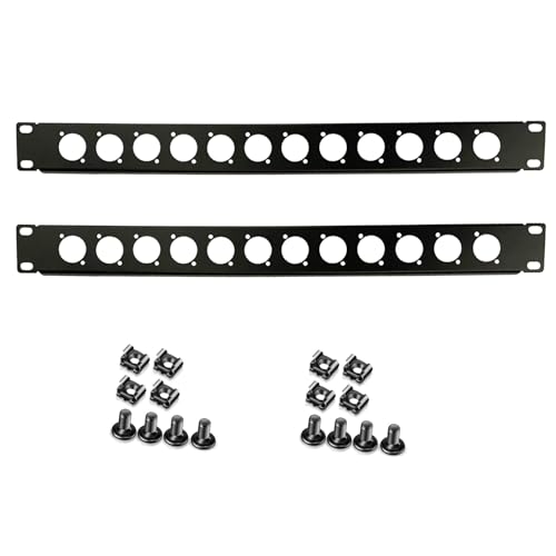 Suprwin XLR HDMI Audio Rack Mount Panel, Hinged D-Series Punched Metal HDMI Rack Mount Connectors for 19" Enclosure Server Computer Equipment Studio (16 Port, 1U, 12 Port) - Image 1