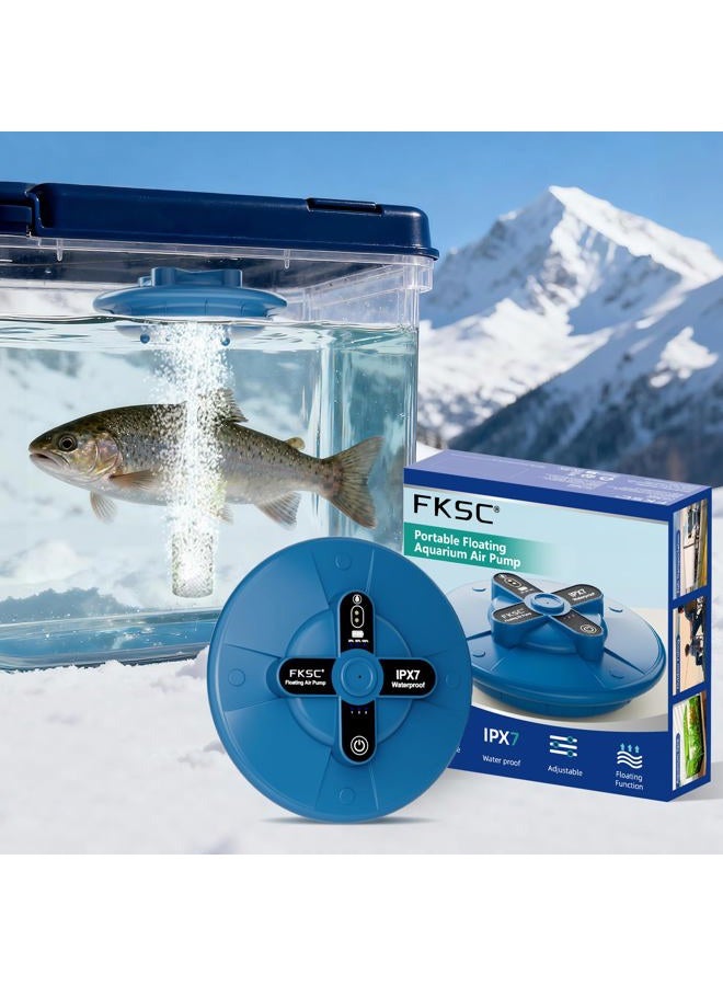FKSC Portable Rechargeable Silent Floating Oxygen Pump | -Channel Aquarium Aerator & Inflator | 20+ Hours Battery Life for Fish Tank, Bait Bucket, Travel | ABS Shell | Outdoor, Home, Power Outage Use - Image 1