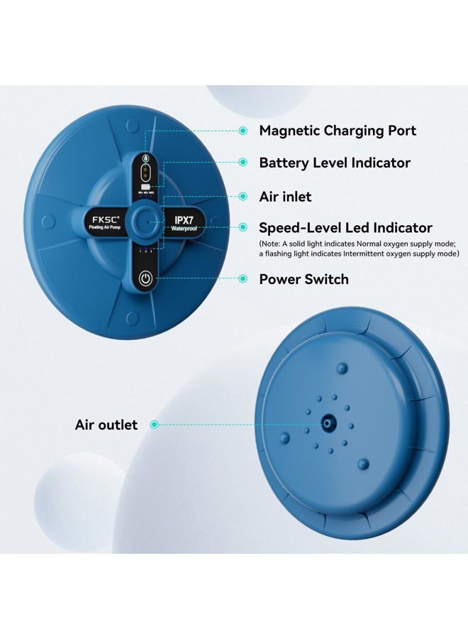 FKSC Portable Rechargeable Silent Floating Oxygen Pump | -Channel Aquarium Aerator & Inflator | 20+ Hours Battery Life for Fish Tank, Bait Bucket, Travel | ABS Shell | Outdoor, Home, Power Outage Use - Image 3