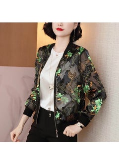 Generic 2024 Summer New Large Size Loose Fit Jacket Cardigan Top Short Jacket Trendy Printing Sun Protection Baseball Uniform For Women 3036# 