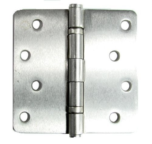 Hinge Outlet 4 Inch with 1/4 Inch Radius Ball Bearing Door Hinges, Heavy-Duty Steel, Removable Pin (Satin Nickel, 2 Pack) - Image 1