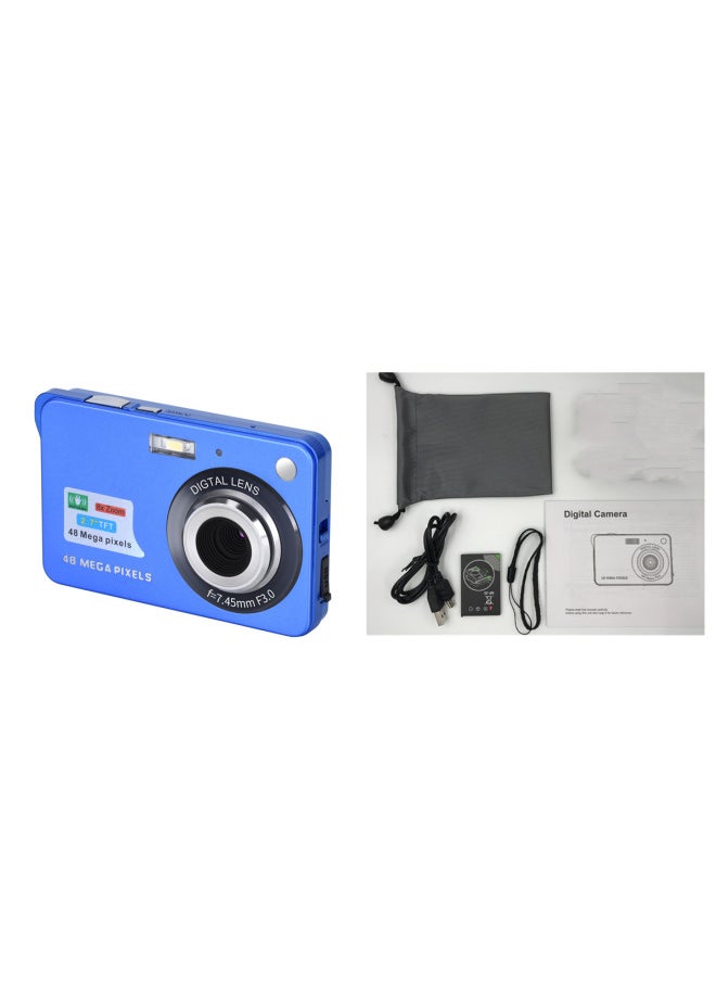 Generic E-Commerce Best Selling Chinese Version Student 48 Million Pixel Digital Camera Camera DC4800 Home Card Player-Body Color:48m Standard Blue  - Image 1