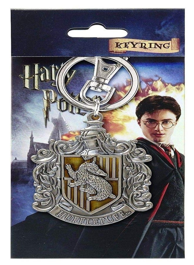Harry Potter Hufflepuff School Crest Pewter Keychain,Multicolor - Image 1
