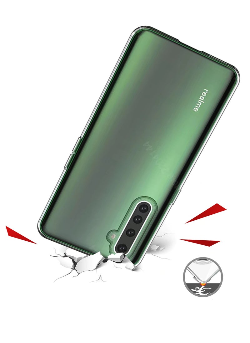 دبليو تيك - غطاء جراب زاوية ناعم من مادة TPU لهاتف Realme X50 Pro 5G شفاف - Image 1