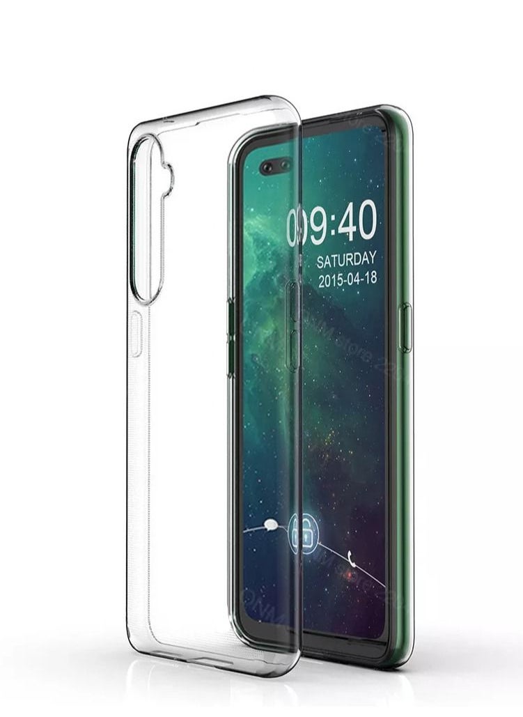 دبليو تيك - غطاء جراب زاوية ناعم من مادة TPU لهاتف Realme X50 Pro 5G شفاف - Image 1