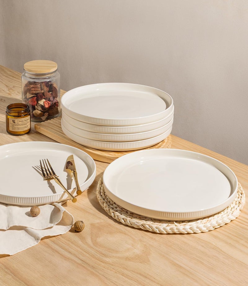 theterra Dinner Plates Set of 6, 10.25 Inch Ceramic Dinner Plates, Stoneware Dinnerware for Kitchen, Oven & Microwave & Dishwasher Safe, Coca Mocha - Image 4