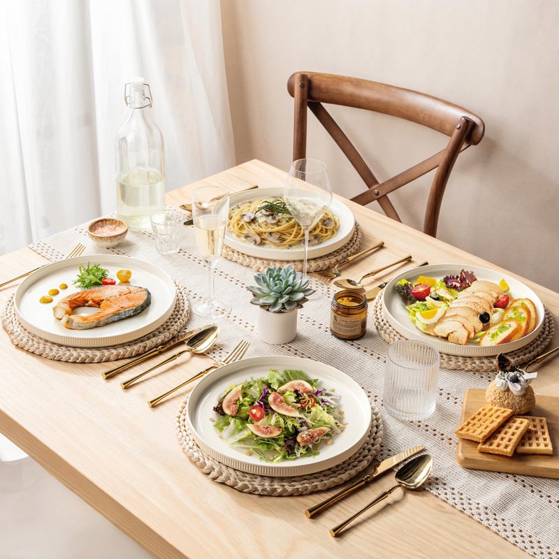 theterra Dinner Plates Set of 6, 10.25 Inch Ceramic Dinner Plates, Stoneware Dinnerware for Kitchen, Oven & Microwave & Dishwasher Safe, Coca Mocha - Image 5