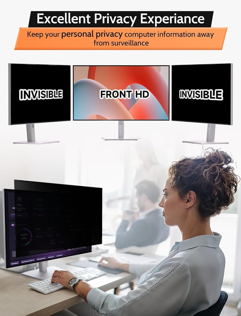 Mamol [2 Pack] 27 Inch 16:9 Magnetic Privacy Screen for Monitor Anti-Glare, Blue Light Filter, Anti-Spy Reusable Removable Privacy Filter for 16:9 Widescreen Desktop Display - Image 3