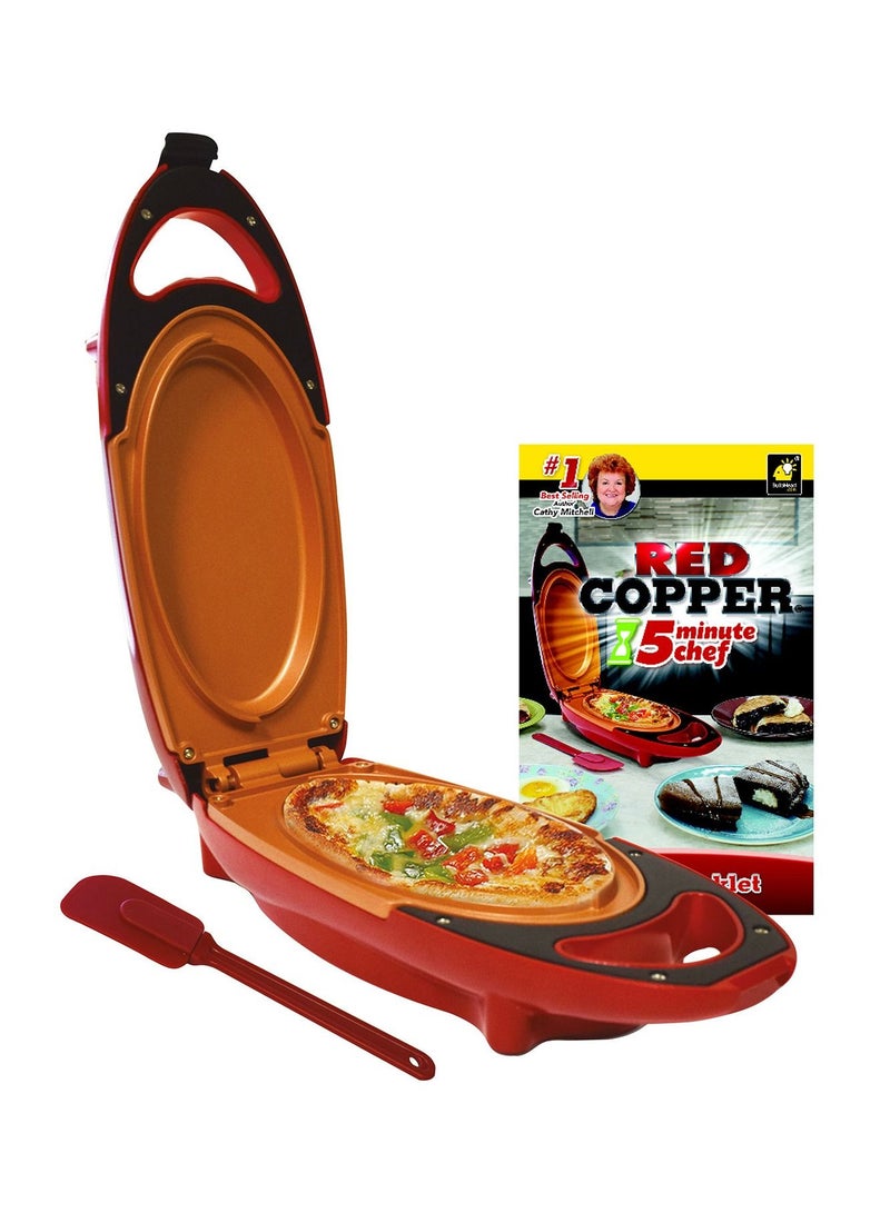 Red Copper 5 Minute Chef Double Sided Copper Infused Grill Pan with Non Stick Anti Scratch Surface for Making Delicious Omelet - Image 1