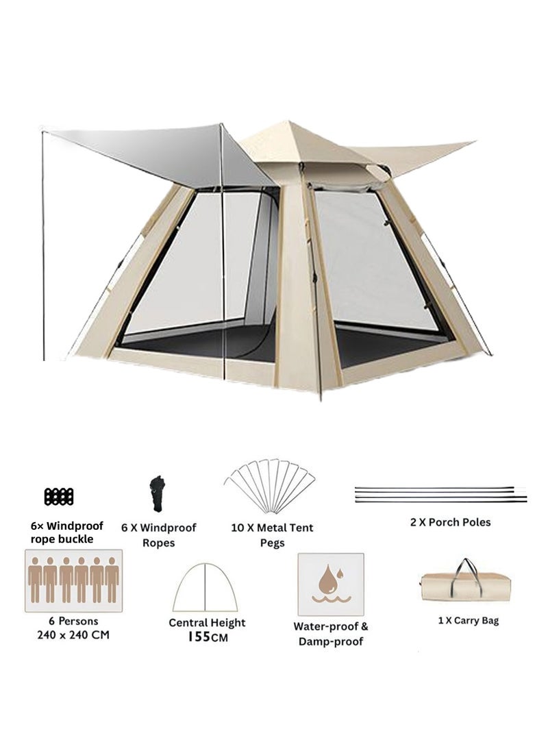EzzySo Camping Tent 6 Person Family Tent Waterproof Windproof Pop Up Tent for Camping  - Image 2
