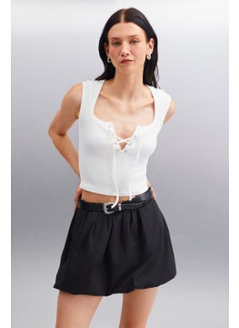 GRIMELANGE Paolina Women's Crop Ecru Blouse  - Image 1
