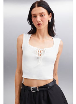 GRIMELANGE Paolina Women's Crop Ecru Blouse  - Image 4