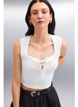GRIMELANGE Paolina Women's Crop Ecru Blouse  - Image 5