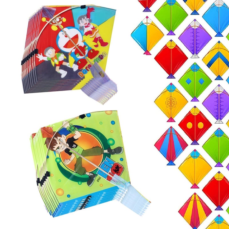 Ekan Kite Cheel Patang Traditional Set of 60Pcs Lohri/Makar Sankranti Decorations Items Kites (Multicolour) - Image 4