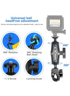Generic Motorcycle Mount for Insta360 One X3 , One X2 ,One RS,One R,GoPro Hero, Double Ball Handlebar Mount for Action Camera (Black)  - Image 3