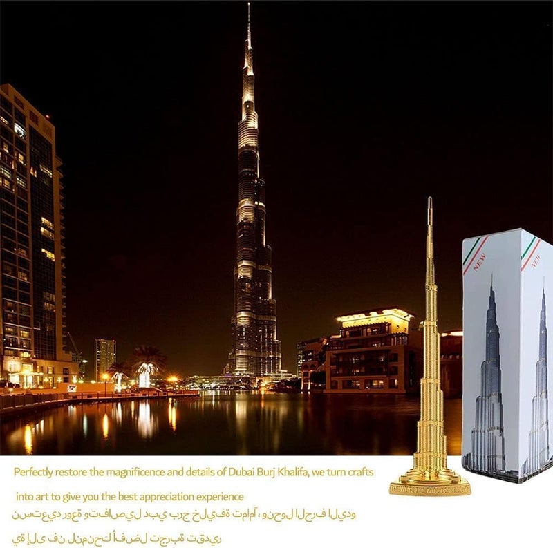 إي سي في في نموذج معماري لبرج دبي، برج خليفة، هدية تذكارية، سبيكة ذهبية، نموذج معماري، 18 سم - Image 2
