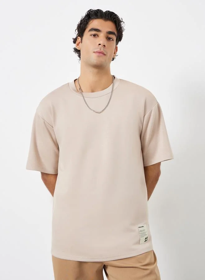 Styli Men Oversized Soft Heavy Jersey T-Shirt with Badge