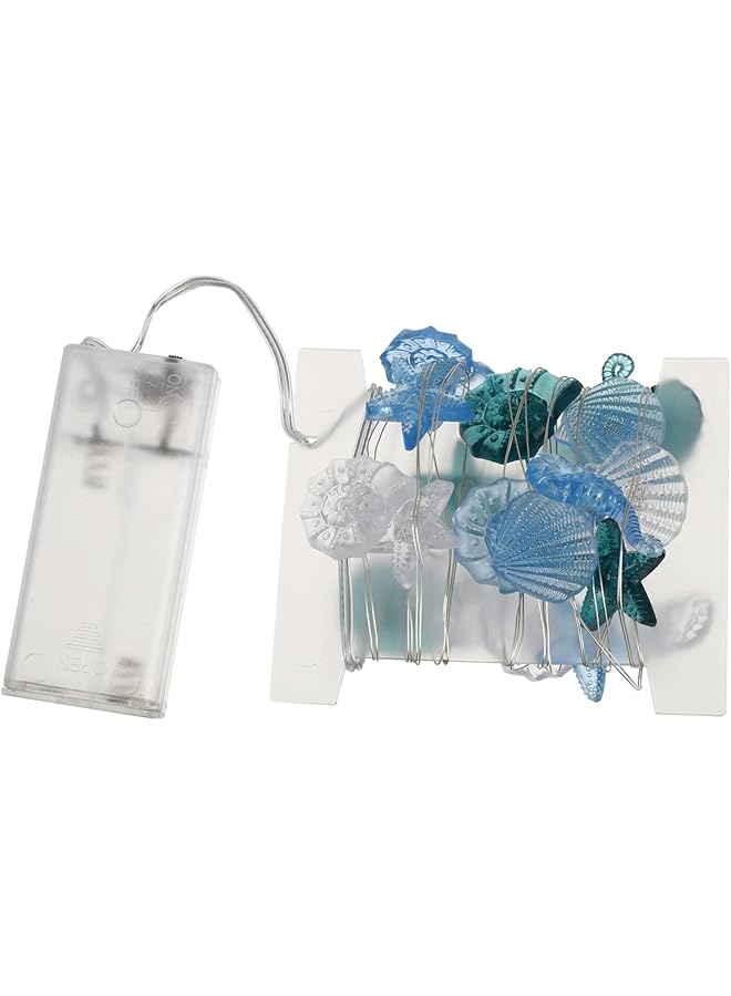 إيروريكس سلسلة إضاءة صدف سلسلة أضواء زخرفية أضواء الشاطئ ديكور بحري أضواء صدف البحر أضواء ديكور غرفة الصيف أضواء تعمل بالبطارية ديكور الشاطئ ديكور المحيط أضواء المحيط - Image 1