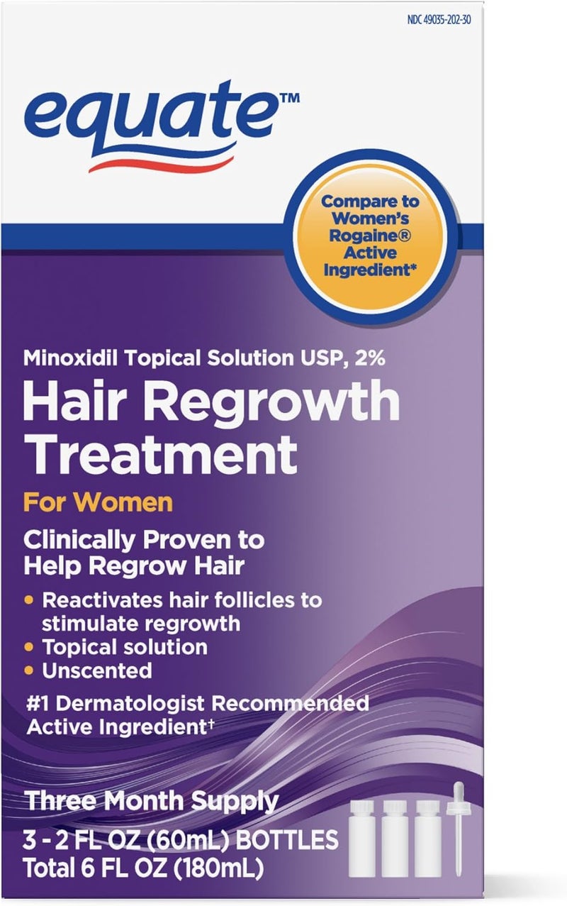 Equate Hair Regrowth Treatment for Women - 2oz Minoxidil Topical Solution USP, 2% - Image 1