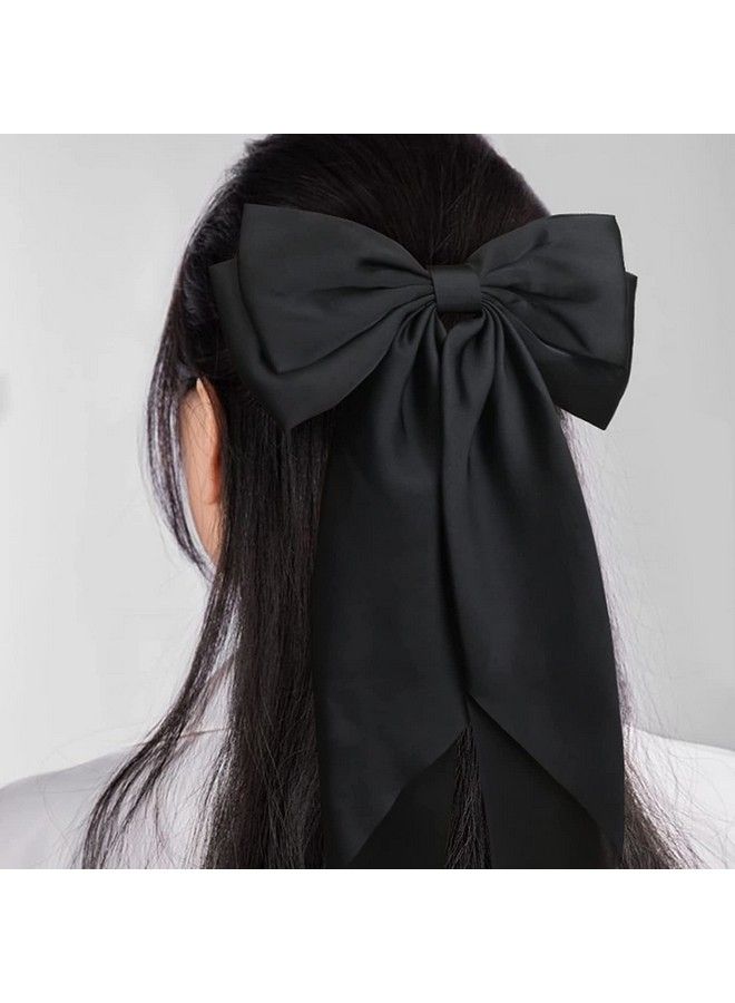 WHISKET ربطات شعر كبيرة من الساتان متعددة الطبقات للنساء والفتيات، مشبك شعر على شكل شريط طويل، إكسسوارات شعر [عبوة من قطعتين] (أسود) - Image 5