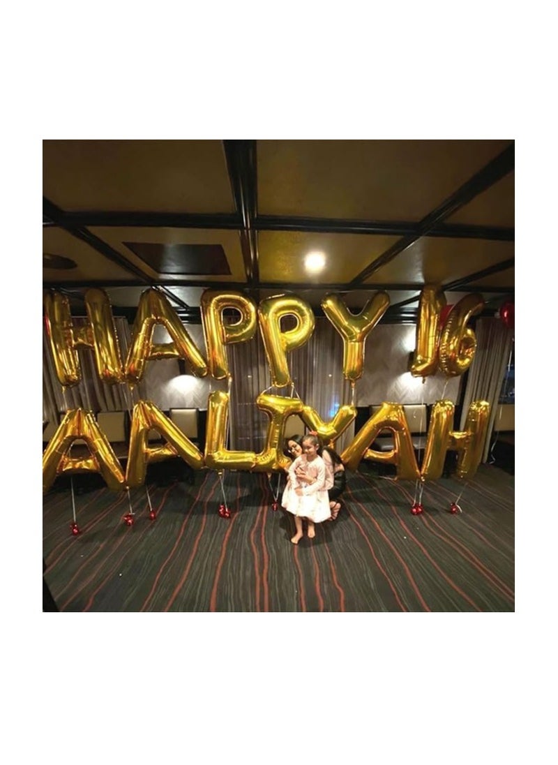 Party with Emma Gold Letter A to Z Balloons 32 inch Large Alphabet Balloons Gold Helium Foil Letter Balloon Banner for Birthday Party Anniversary Wedding Decoration (Gold-I)  - Image 3