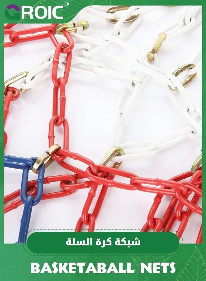 GROIC Basketball Net Replacement, 12-Ring Heavy Duty Hoop Quick Installation Net, Standard Braided Chain Fit Most Hoops for Outdoor Use Anti-Rust - Image 5