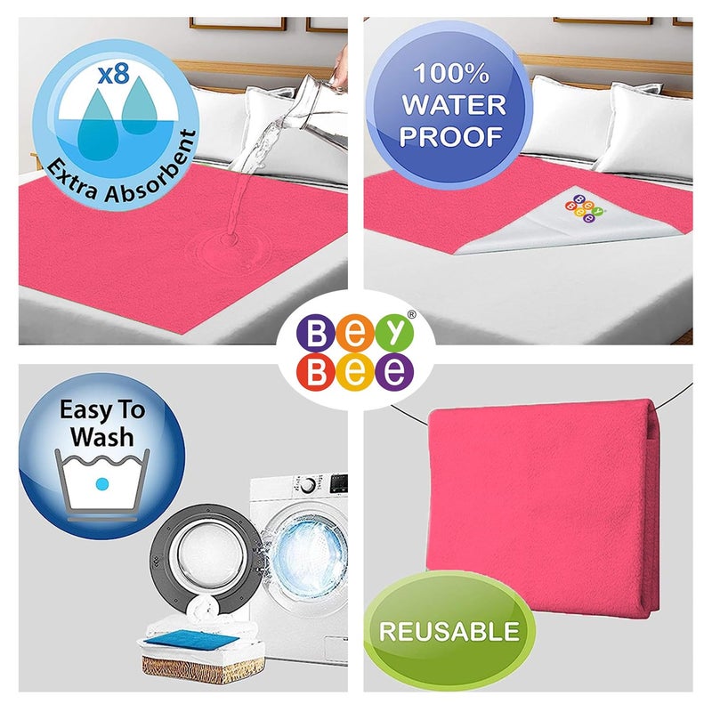 Bey Bee BeyBee® Baby Bed Protector Waterproof Dry Sheet for New Born Babies (Small Combo, Salmon Rose + Firoza) - Image 3
