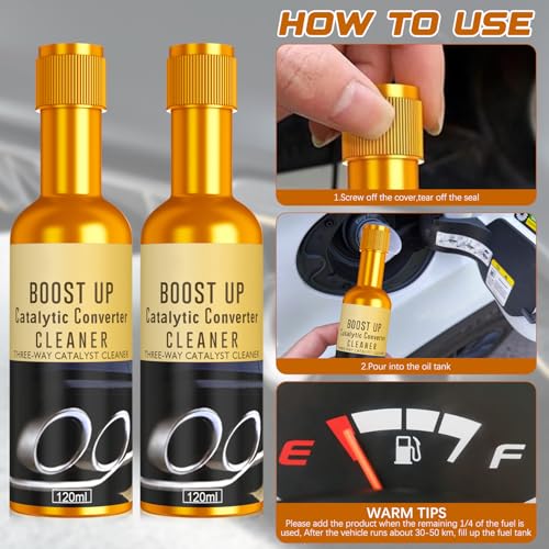 Timeno 3Pcs Catalytic Converter Cleaner, Boost Up Catalytic Convertor Cleaner, Pipe Carbon Removal Cleaner Treatment Additive Oil, Fuel System Treatment Oil Additive for Gas and Diesel Car - Image 5