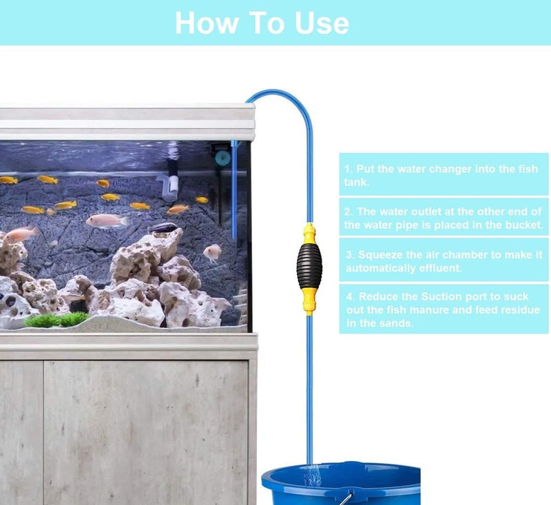 Nathgra Fish Tank Cleaner Set/Aquarium Water Changer Gravel Filter Vacuum Pump Kit Tank Sucker Siphon PVC Hose Pipe with High Flow Portable Manual Liquid Water Fish Tank Cleaner with 2 Pipe 1 Meter - Image 3