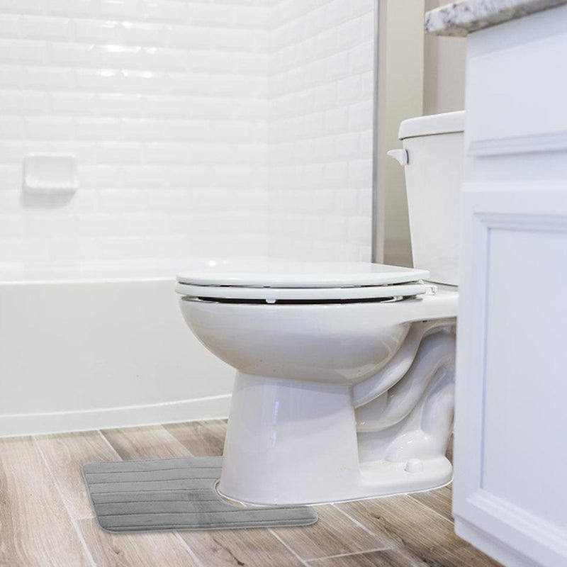 🚽 حصيرة أرضية إسفنج الذاكرة للمرحاض 50 60 سم رمادي داكن مقاومة للانزلاق - Image 4