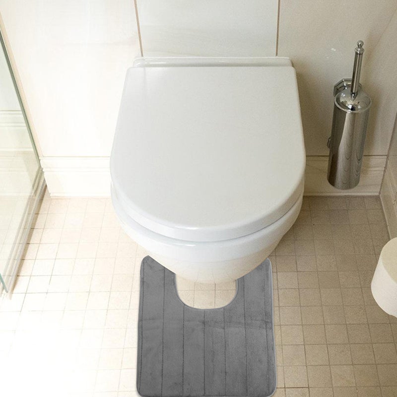 🚽 حصيرة أرضية إسفنج الذاكرة للمرحاض 50 60 سم رمادي داكن مقاومة للانزلاق - Image 5