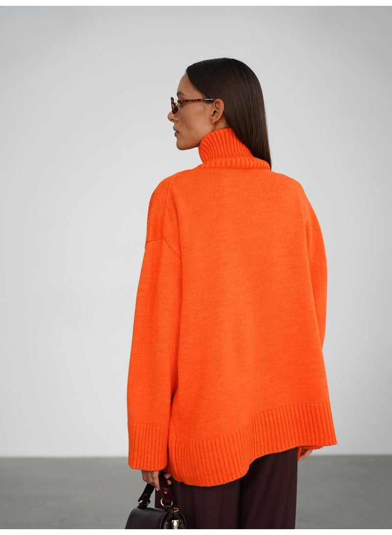 NIBEMINENT Autumn Winter Women's Oversized Turtleneck Sweater Casual Warm Solid Basic Loose Knitted Jumper Pullover - Image 2