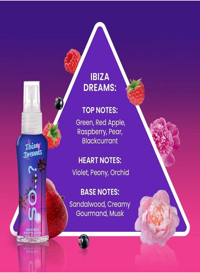 So..? - So…? Escapes Womens Gift Set, with Ibiza Dream, Bali Breeze, Mykonos Nights & Marbella Magic, Fragrance Spray Set (4 x 50ml). - Image 1