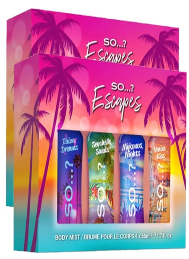 So..? - So…? Escapes Womens Gift Set, with Ibiza Dream, Bali Breeze, Mykonos Nights & Marbella Magic, Fragrance Spray Set (4 x 50ml). - Image 1