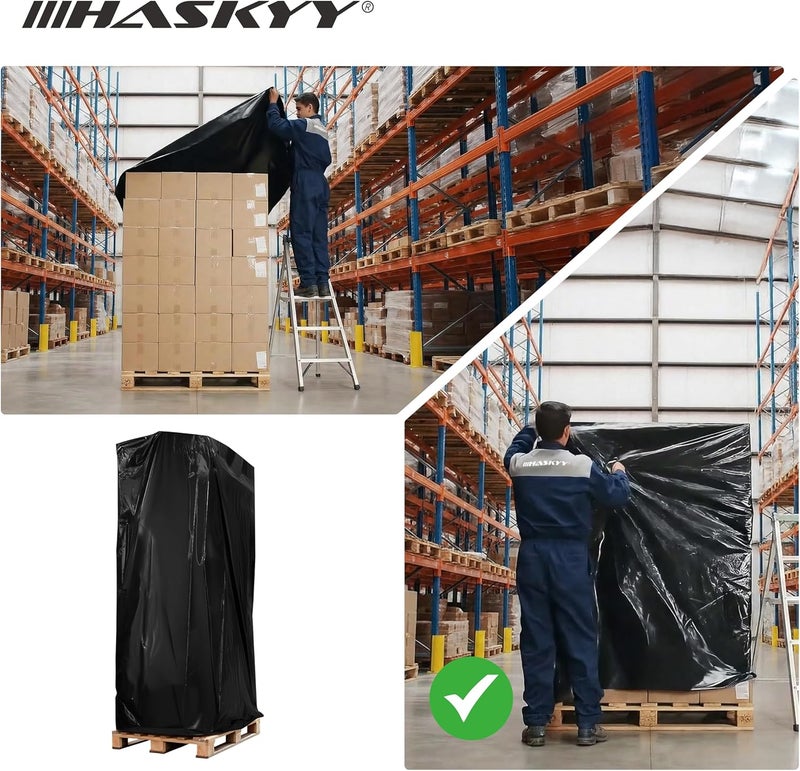 HASKYY XXL Protective Cover 250 x 130 x 90 cm – Universal Cover for Pallets Grid Box Grill Beach Chairs Garden Furniture – Waterproof PE Protective Cover – Extra High – UV-Resistant - Image 3